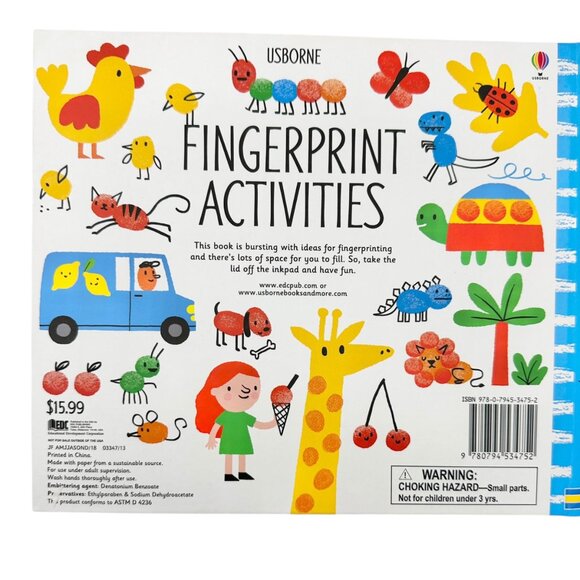 Usborne Fingerprint Activities Book With Ink Pad Spiral Bound Pages Kids Aged 3+ - Picture 6 of 7